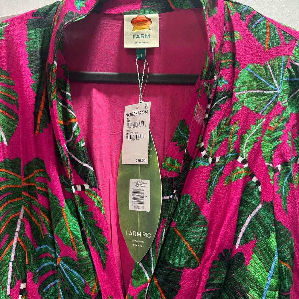 Farm Rio Leaves Print Long Sleeve Maxi Dress - Picture 2 of 3